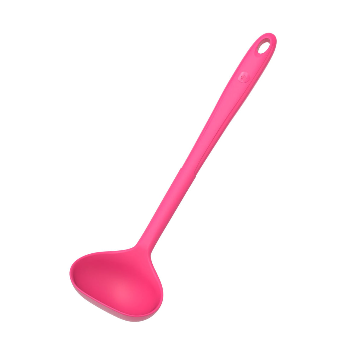 Schöpfkelle in Pink mit langem Griff und Rundung zum Ausgießen.