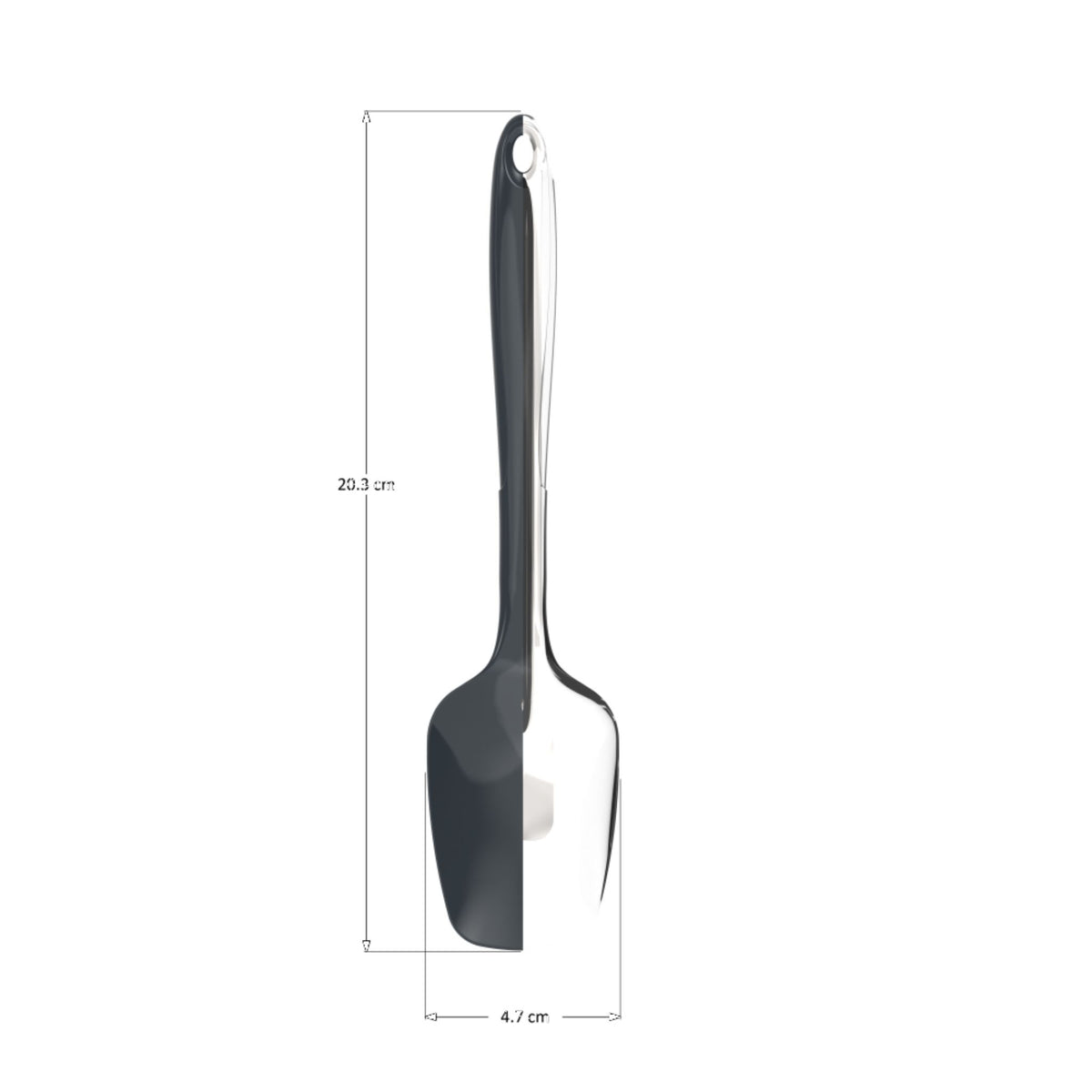 Flexlöffel in Anthrazit mit flexiblem Löffelkopf und Edelstahlstiel, Länge 23,5 cm.