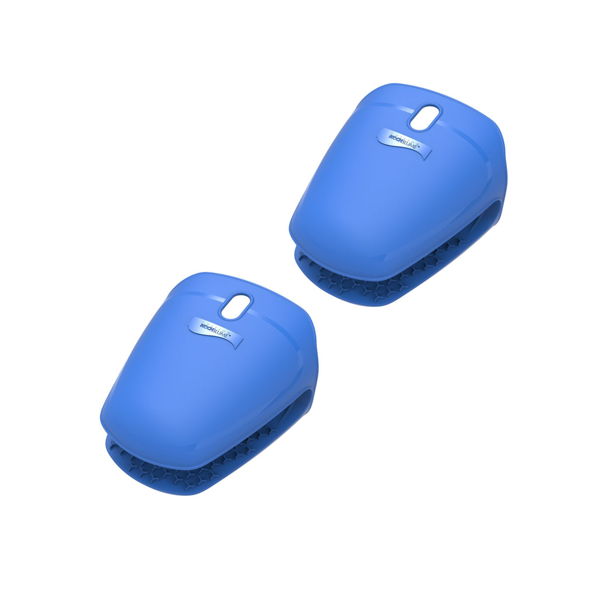 Blauer Thermo-Fingerschutz aus flexiblem, hitzebeständigem Material im Paar.