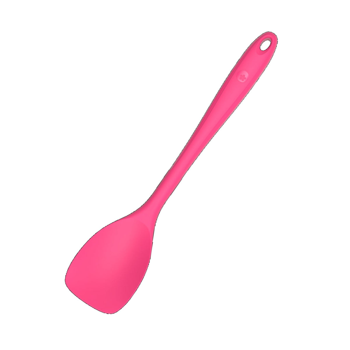 Flexlöffel in leuchtendem Pink mit flexiblem Löffelkopf und Loch im Griff.