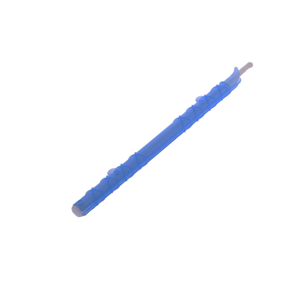 Blauer Tütenverschluss Clip aus Kunststoff mit geriffelter Oberfläche, 21 cm lang.