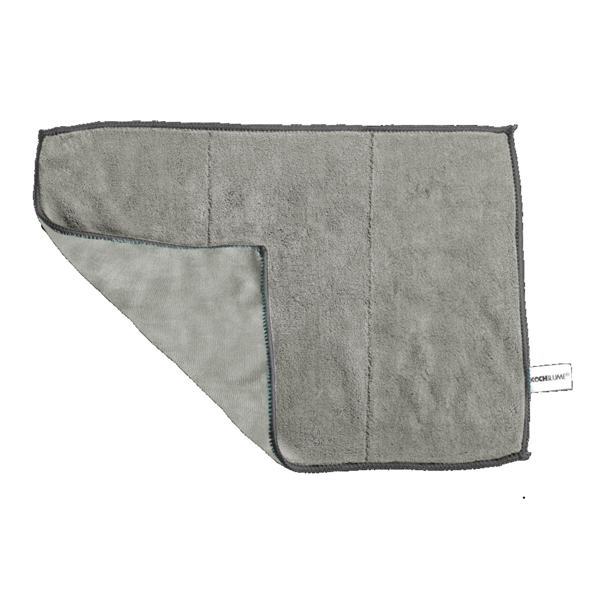 Geschirrtuch 60 x 40 cm in taupe mit dunkler Einfassung, Rückseite glatte Oberfläche.