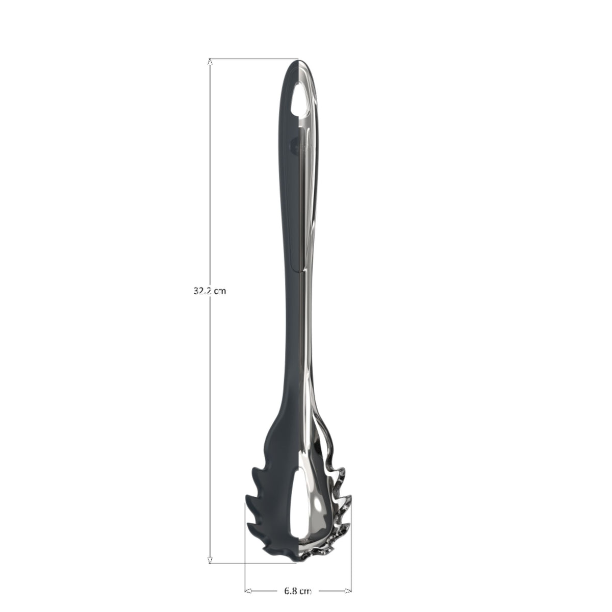 Pastalöffel 30 cm mit anthrazitfarbenem Griff und Edelstahlzinken.