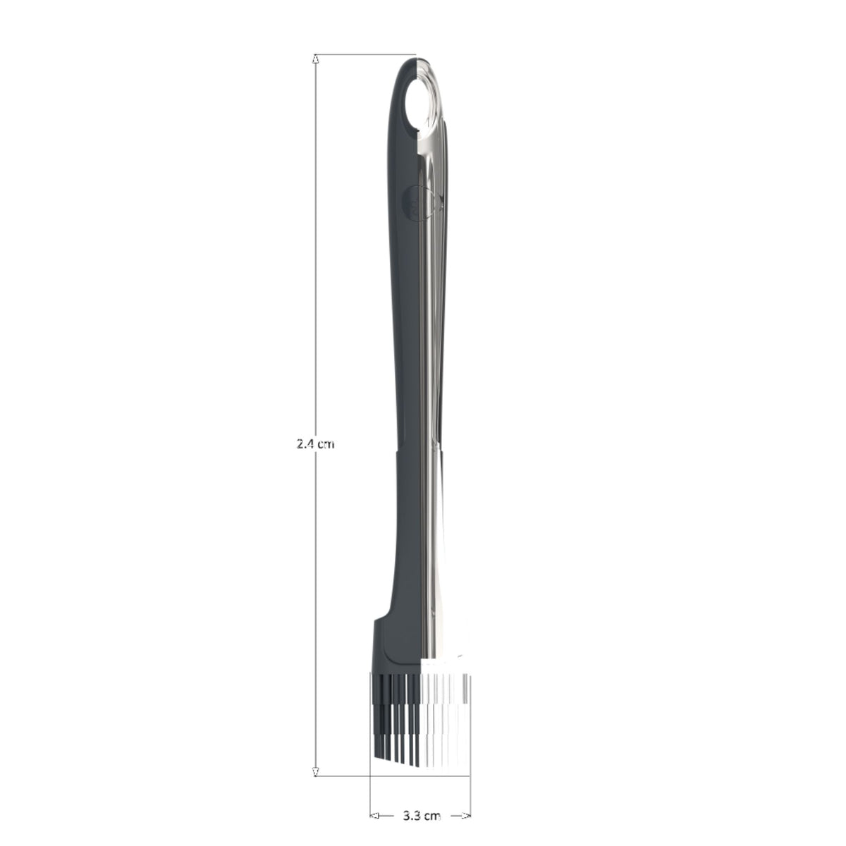 Anthrazitfarbener Backpinsel mit schwarzem Silikonpinselkopf und langem Griff.
