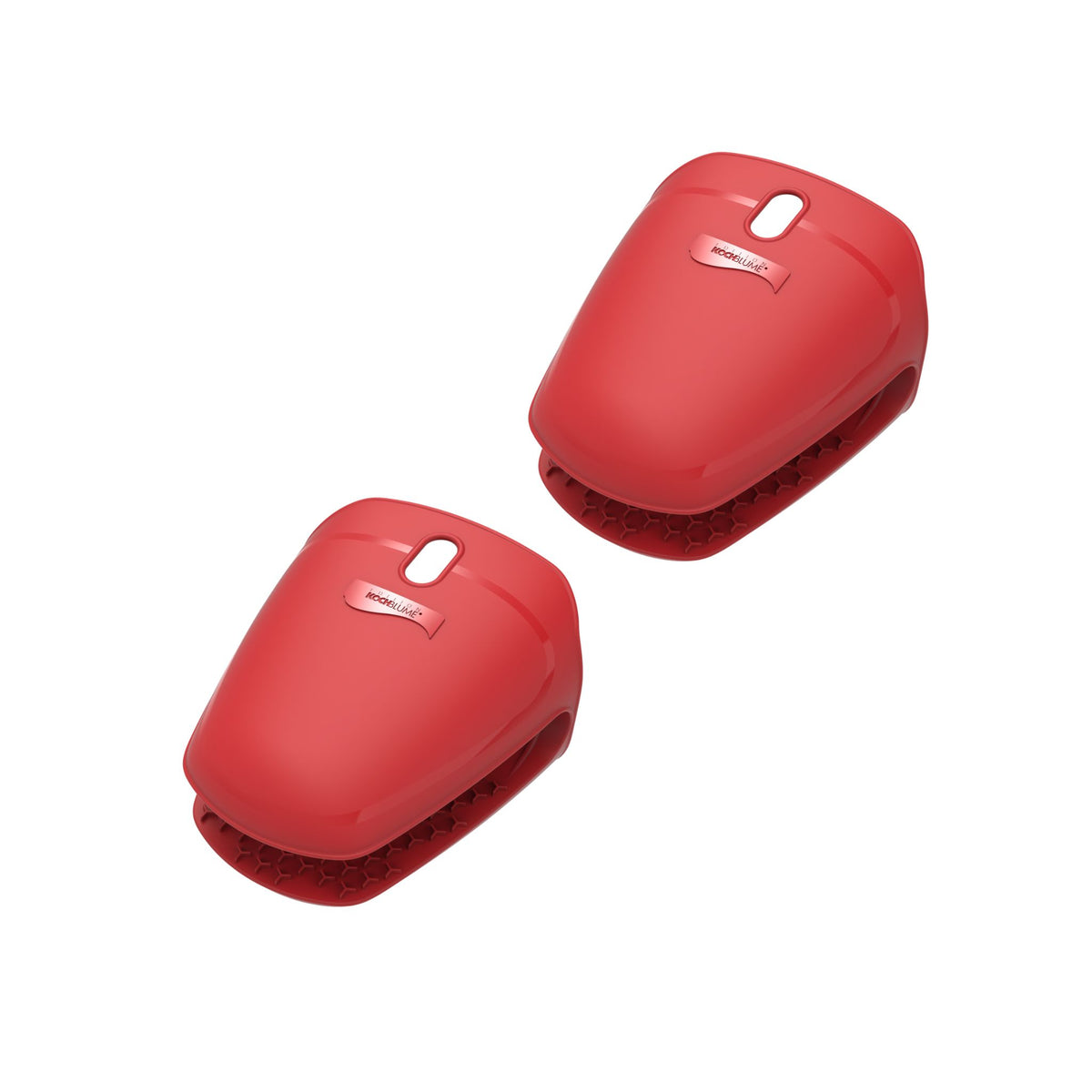 Rote Thermo-Fingerschützer aus Silikon mit griffiger Oberfläche und kleinem Belüftungsloch.