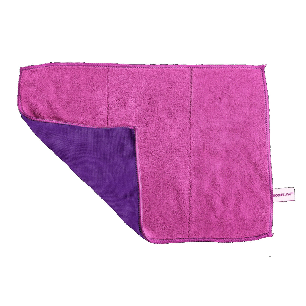 Geschirrtuch aus weichem Stoff in Pink mit lila Rückseite, 60 x 40 cm groß.