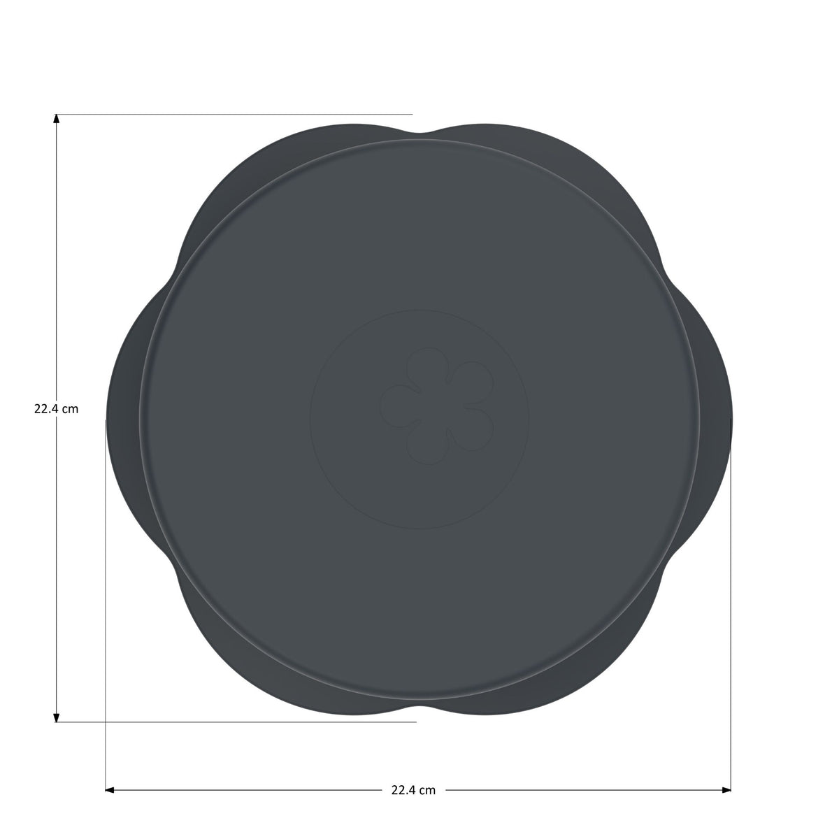 Runde, schwarze Silikon-Deckel mit Griffmulden, 20 cm Durchmesser, schlichtes Design.