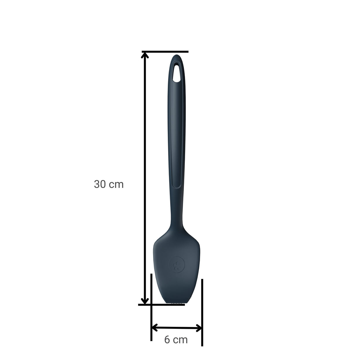 Anthrazitfarbene Spülbürste mit schmalem Griff und breitem Bürstenkopf, Länge 30 cm.