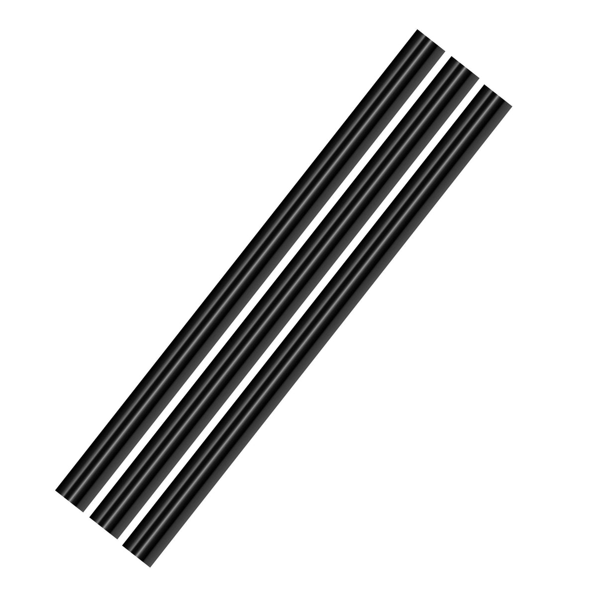Drei schwarze Dauerbackfolien mit glatter Oberfläche und länglicher Form.